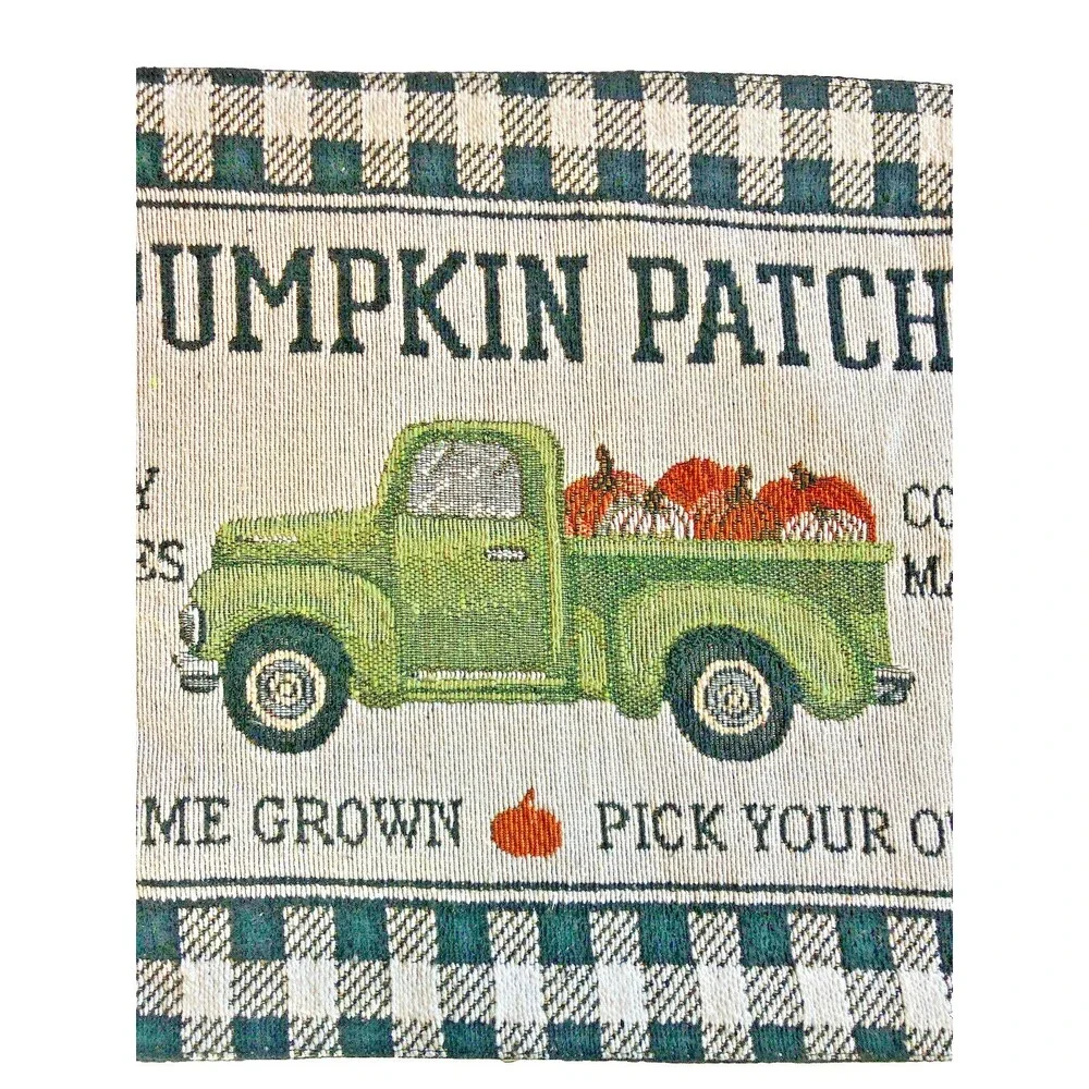 Thanksgiving Farm Truck Placemats Set of 4 Buffalo Check Pumpkin Autumn 13x18